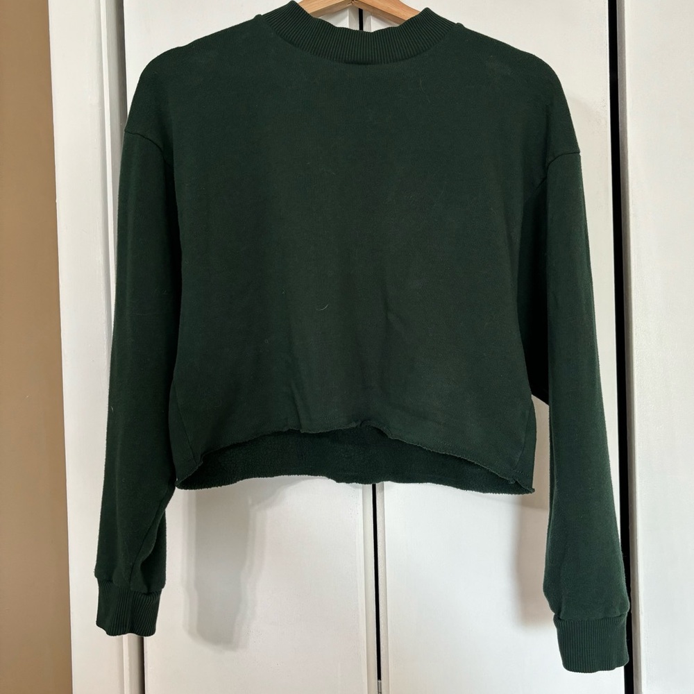 American eagle cropped green sweatshirt